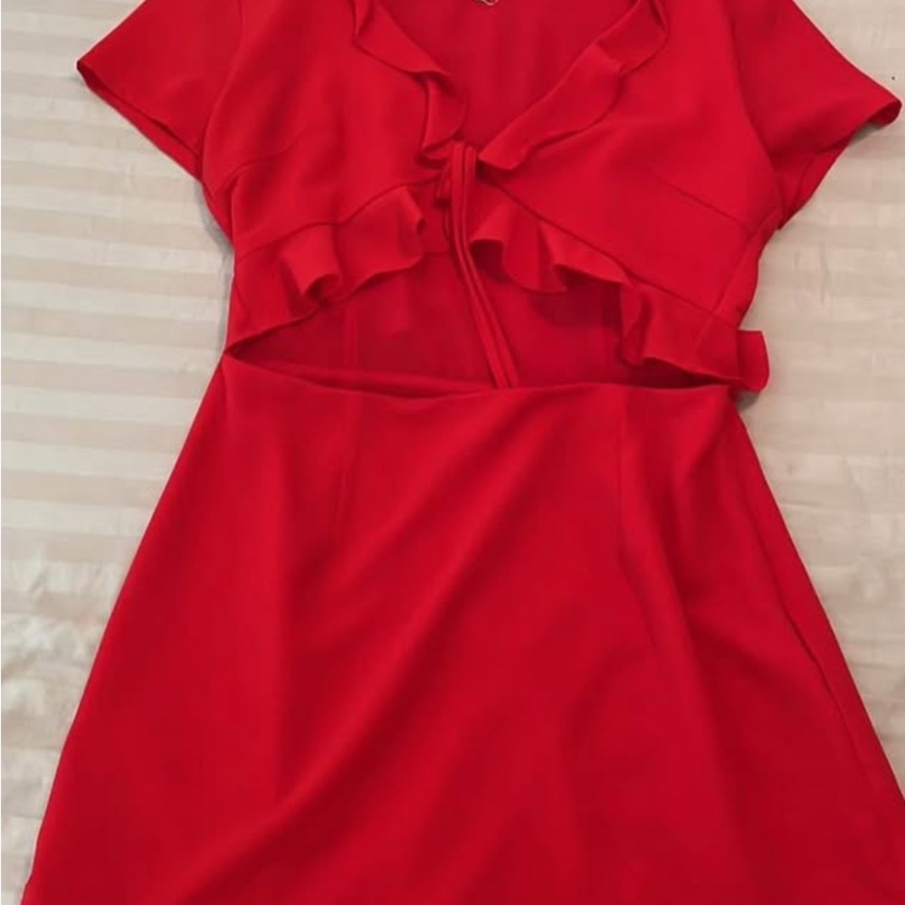 Chic Scarlet Ruffle Mini Dress